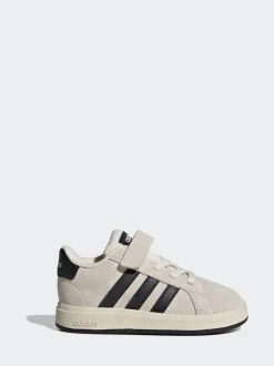 adidas Ash Grey Grand Court 2.0 Elastic Lace Infant Trainers
