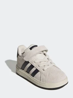adidas Ash Grey Grand Court 2.0 Elastic Lace Infant Trainers
