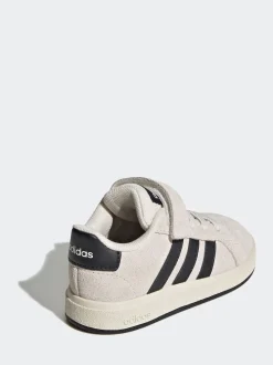 adidas Ash Grey Grand Court 2.0 Elastic Lace Infant Trainers