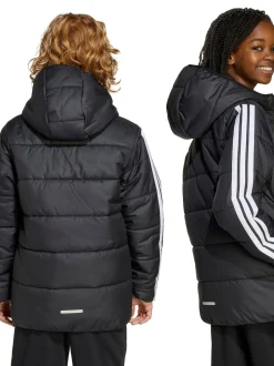 adidas Black Essentials 3-Stripes Padded Kids Jacket