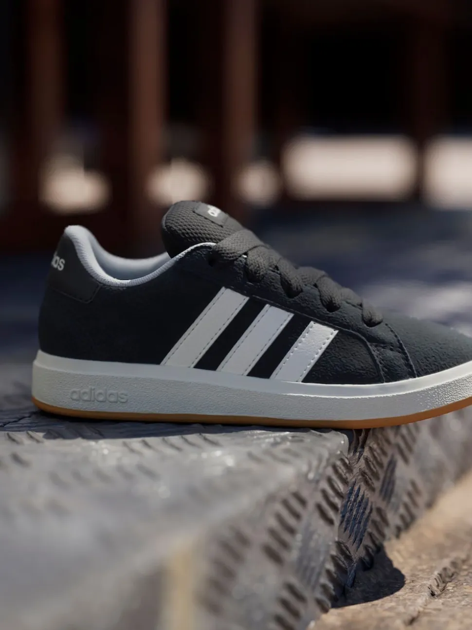 adidas Black Grand Court 00s Suede Lace Kids Trainers