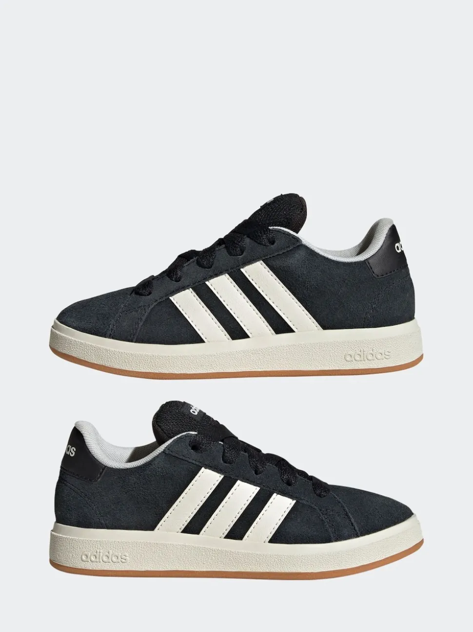 adidas Black Grand Court 00s Suede Lace Kids Trainers