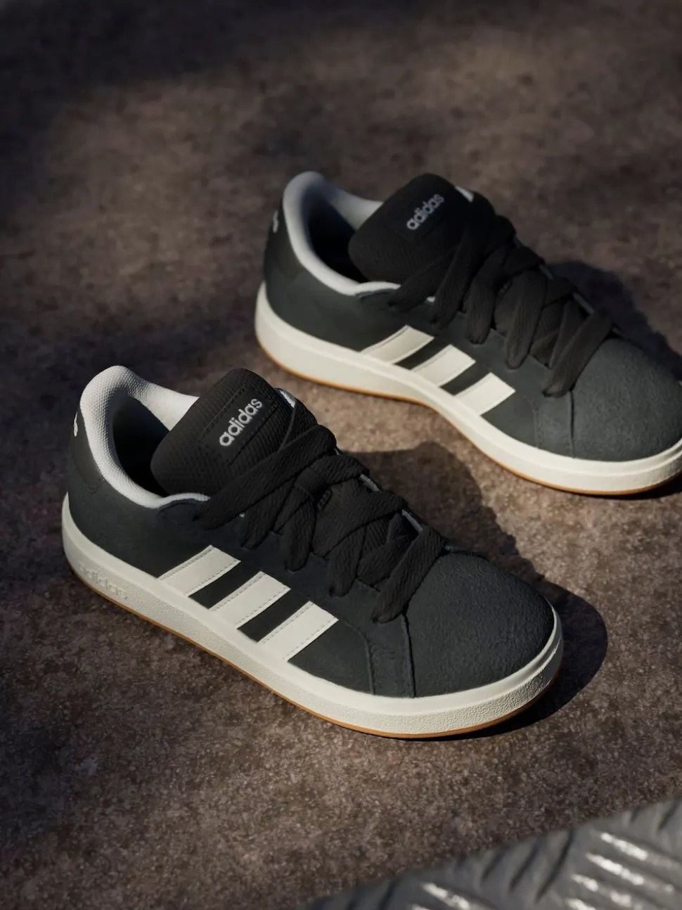adidas Black Grand Court 00s Suede Lace Kids Trainers