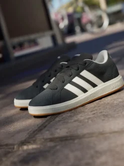 adidas Black Grand Court 00s Suede Lace Kids Trainers