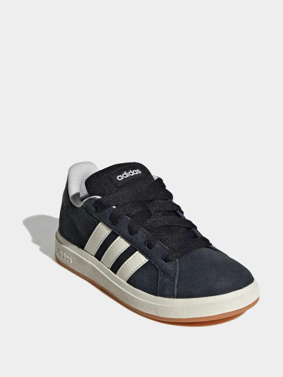 adidas Black Grand Court 00s Suede Lace Kids Trainers