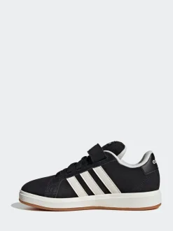 adidas Black Grand Court 00s Suede Elastic Lace Kids Trainers