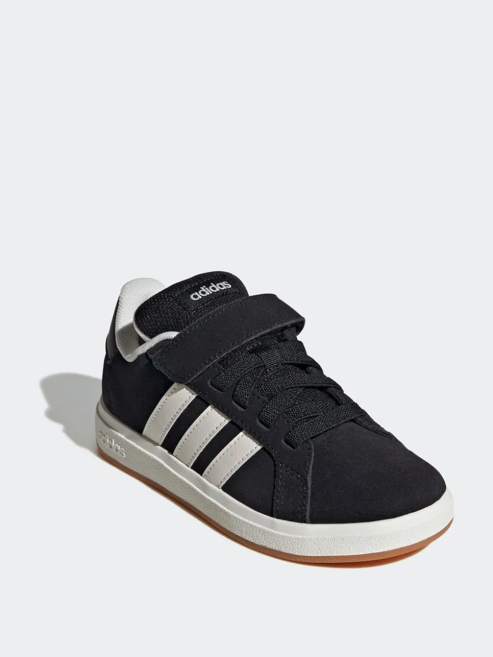adidas Black Grand Court 00s Suede Elastic Lace Kids Trainers