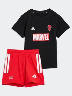adidas Black Marvel Spider-Man Infant Kids T-Shirt and Shorts Set