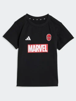 adidas Black Marvel Spider-Man Infant Kids T-Shirt and Shorts Set
