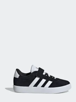 adidas Black VL Court 3.0 Hook and Loop Kids Trainers
