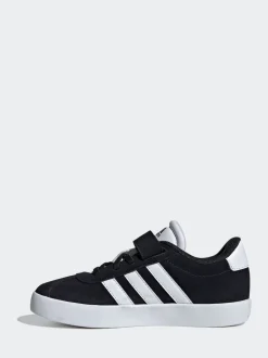 adidas Black VL Court 3.0 Hook and Loop Kids Trainers