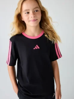 adidas Black/Pink Essentials Kids T-Shirt