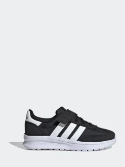 adidas Black/White Run 70s 2.0 Hook and Loop Kids Trainers