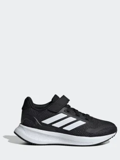 adidas Black/White Runfalcon 5 Elastic Lace Running Kids Trainers