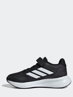 adidas Black/White Runfalcon 5 Elastic Lace Running Kids Trainers