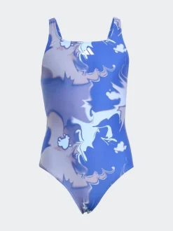 adidas Blue Tie Dye V-Back Kids Swimsuit
