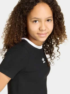 adidas Originals Black Crop Mini Rib T-Shirt