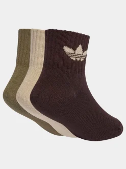 adidas Originals Dark Brown 3 Pack Ankle Socks