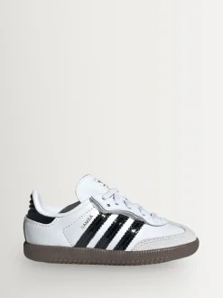 adidas Originals White/Black Samba OG Comfort Closure Elastic Lace Infant Trainers