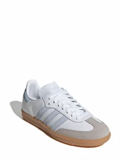 adidas Originals White/Grey/Pale Blue Samba OG Junior Trainers