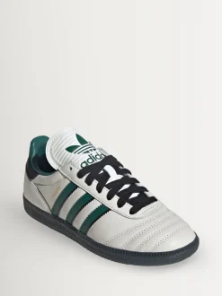 adidas Originals White/Green Samba JP Junior Trainers