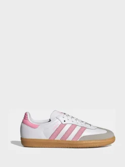 adidas Originals White/Pink Samba OG Junior Trainers