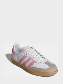 adidas Originals White/Pink Samba OG Junior Trainers