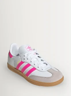 adidas Originals White/Pink/Grey Samba OG Junior Trainers