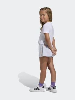 adidas White Disney Minnie Mouse T-Shirt and Shorts Little Kids Set