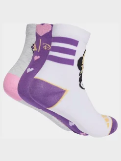 adidas White Little Kids Disney Minnie Mouse Crew 3 Pack Socks