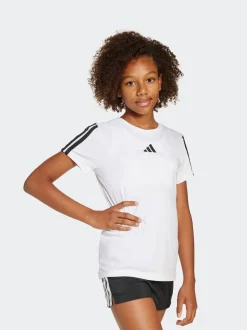 adidas White Training Essentials 3-Stripes Kids T-Shirt