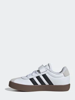 adidas White/Black VL Court 3.0 Hook and Loop Kids Trainers