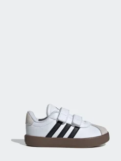 adidas White/Black VL Court 3.0 Hook and Loop Infant Trainers