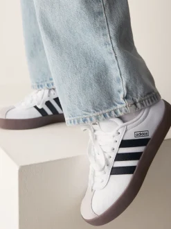 adidas White/Black VL Court 3.0 Kids Trainers