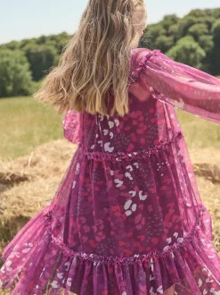 Angel & Rocket Baby Pink Cara Printed Swing Mesh Dress