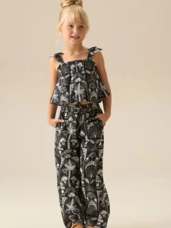 Angel & Rocket Black Amie Monochrome Palm Print Top & Jogger Set