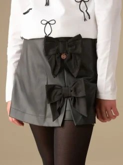 Angel & Rocket Black Danni Side Bow Faux Leather Skort