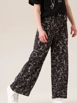 Angel & Rocket Black Fleur Printed Wide Leg Trousers