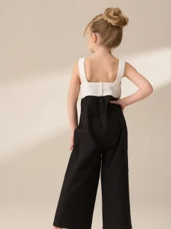 Angel & Rocket Black Illiana Crochet Linen Jumpsuit