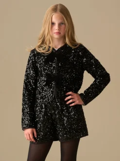 Angel & Rocket Black Leona Velvet Sequin Short