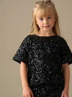 Angel & Rocket Black Leona Black Sequin Top