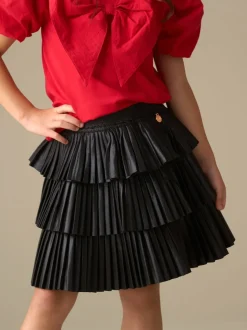 Angel & Rocket Black Lucile Metallic Tiered Rara Skirt