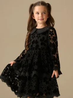 Angel & Rocket Black Mavea Velvet Lace Dress