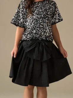 Angel & Rocket Black Nadia Tafetta Bow Skirt