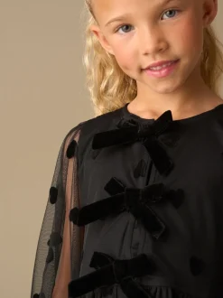 Angel & Rocket Black Neve Flock Heart Mesh Top