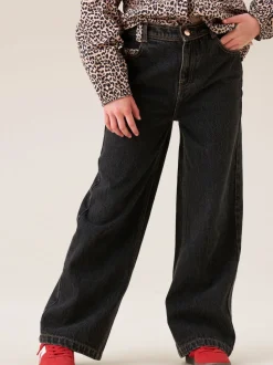 Angel & Rocket Black Piper Leopard Print Star Applique Wide Leg Jeans