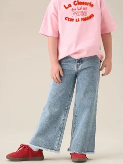 Angel & Rocket Blue Brooke Wide Leg Heart Print Pocket Jeans