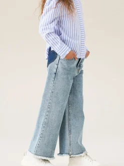 Angel & Rocket Blue Brooke Wide Leg Heart Print Pocket Jeans