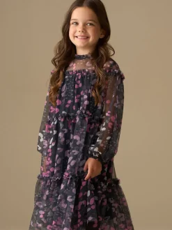 Angel & Rocket Blue Cara Printed Mesh Dress