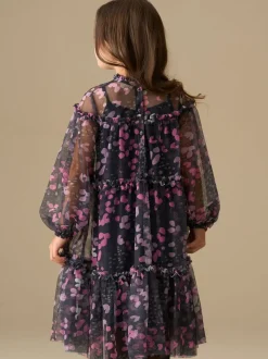 Angel & Rocket Blue Cara Printed Mesh Dress